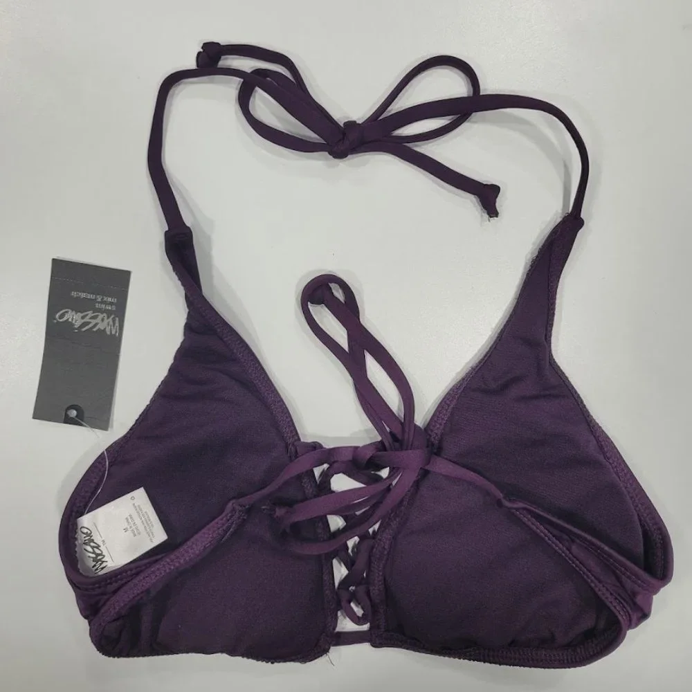 Mossimo Strappy Halter Bikini Top Deep Plum Purple - Picture 6 of 7